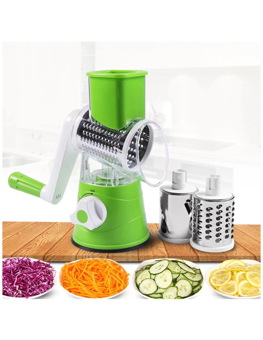 Manual Rotary Drum Grater | 4 in 1 Vegetable Slicer