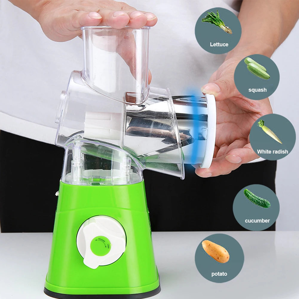 Manual Rotary Drum Grater | 4 in 1 Vegetable Slicer
