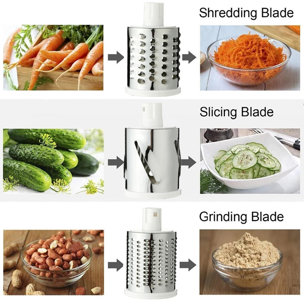 Manual Rotary Drum Grater | 4 in 1 Vegetable Slicer