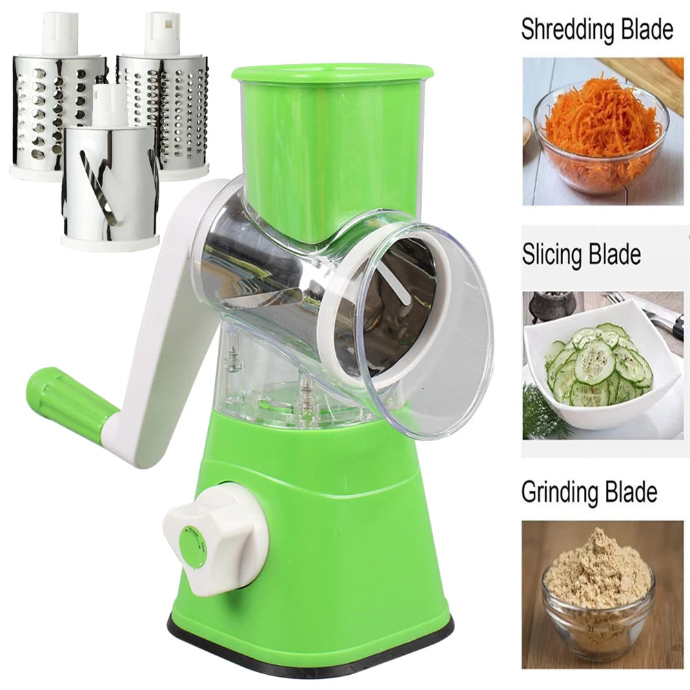 Manual Rotary Drum Grater | 4 in 1 Vegetable Slicer
