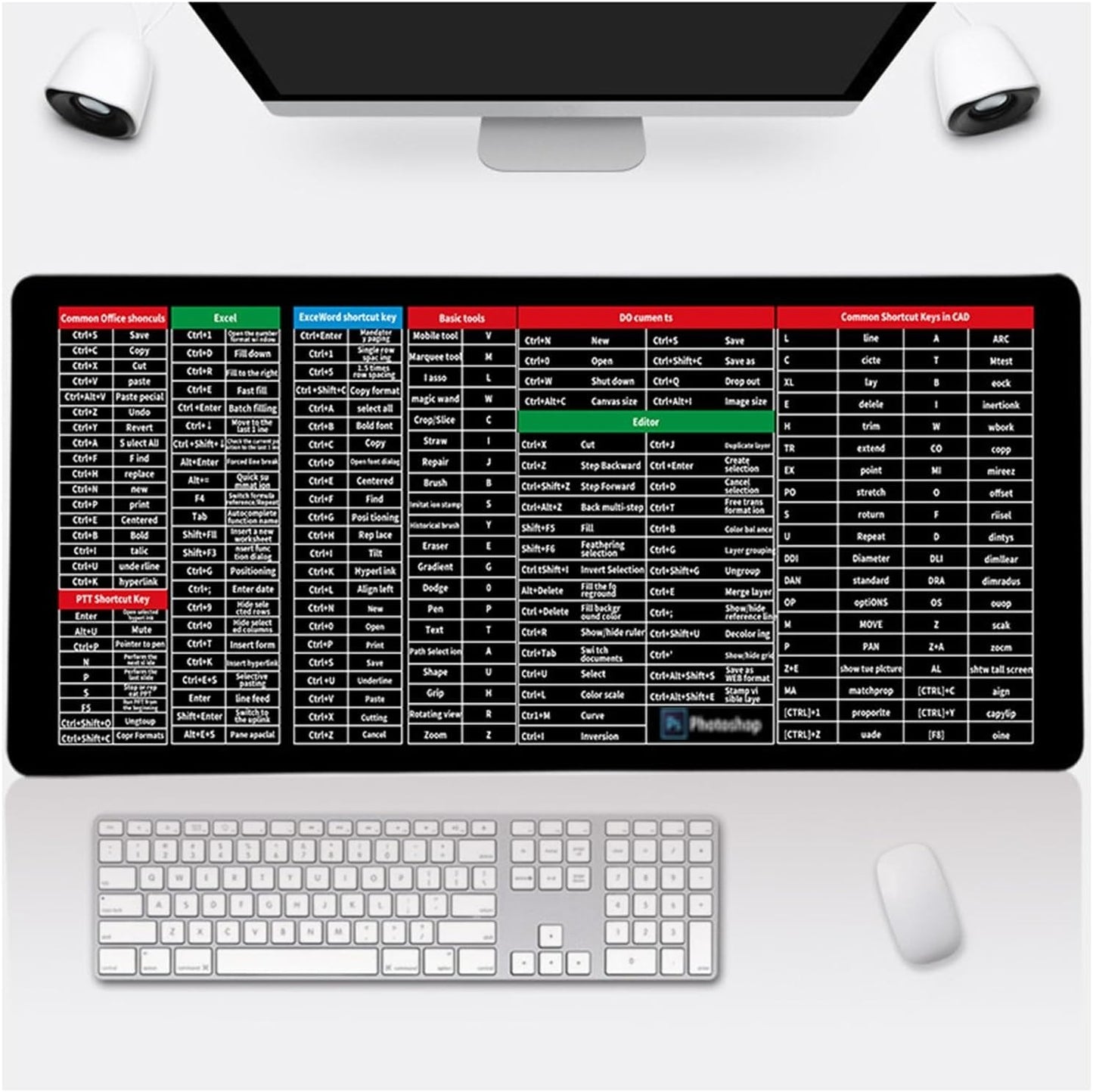 Shortcut Keys Printed Keyboard Mat